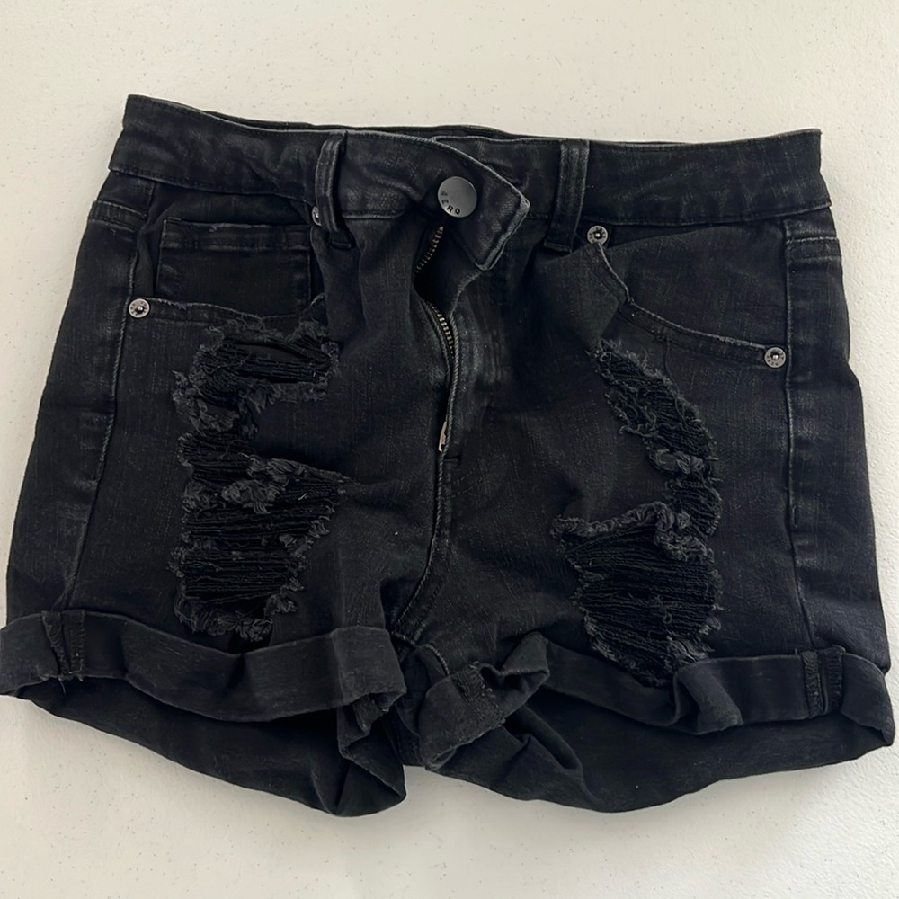 Aero High Rise Midi Jean Shorts